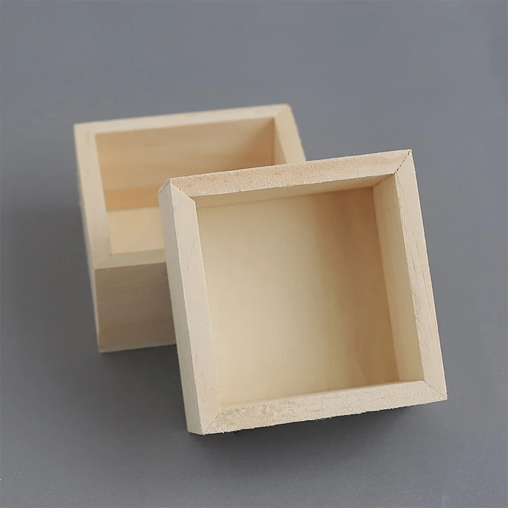 

4Pcs Storage Box Wooden Square Desktop Organizer Multipurpose for Home Office School Stationery Succulent Container