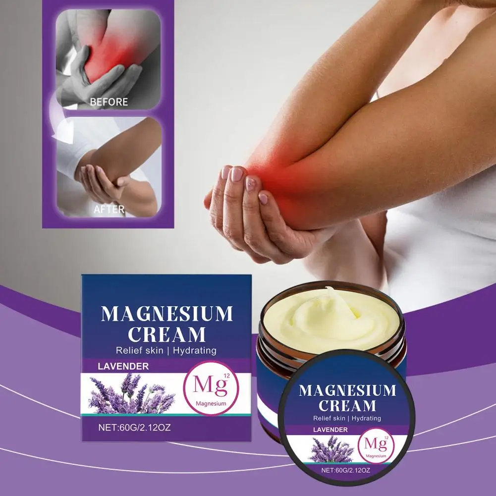 60g loção corporal de magnésio creme não-gmo aliviar a dor muscular corporal suaviza e suaviza a pele para melhor qualidade do sono relaxar ansiie e3o7