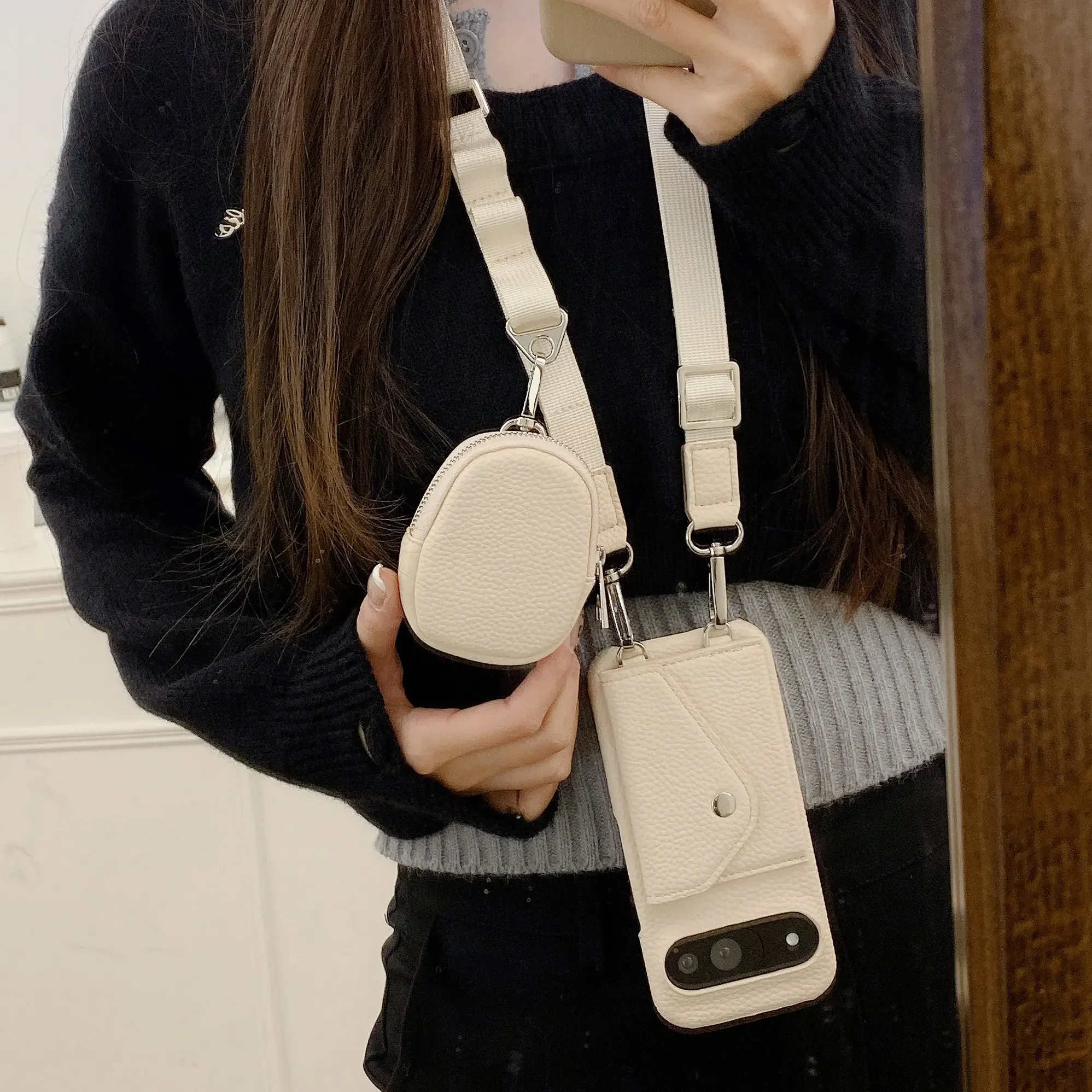 Crossbody Coin Purse Wallet with Card Holder Phone Case for Google Pixel 9 8 7 6 Pro XL 8A 7A 6A 5A PU Leather Protective Cover