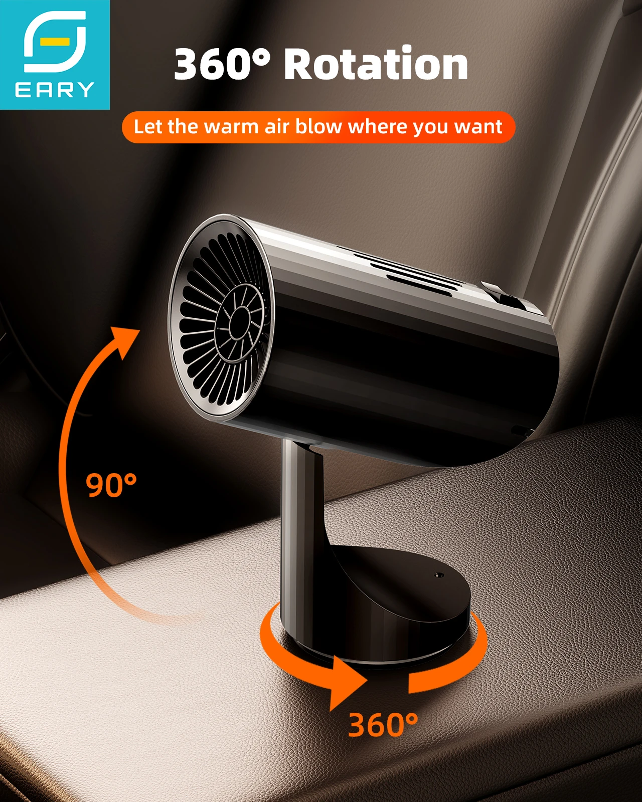 

Eary 24V/12V 150W Car Heater Heating Fan Portable Windshield Defrost Defogger 360° Rotation Hand Warmer Heater Fans for Vehicle