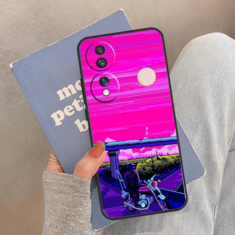 حافظة فنية نيون للدراجات النارية لهاتف Honor Magic 5 6 7 8 Pro لهاتف Honor 200 400 Lite 50 70 90 X8a X8b X9a X9b X9c #2