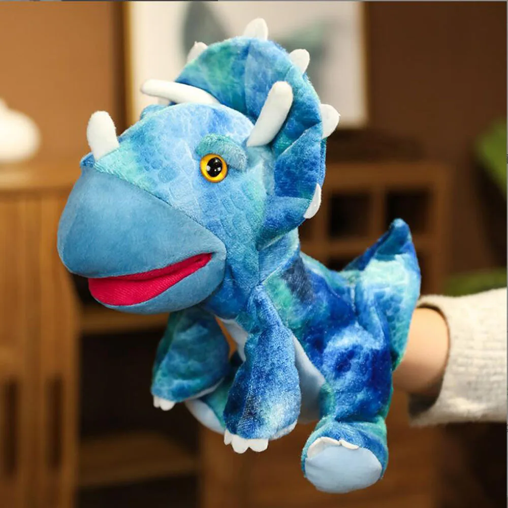 Triceratops dinosaurus open mond kinderen handpop knuffel