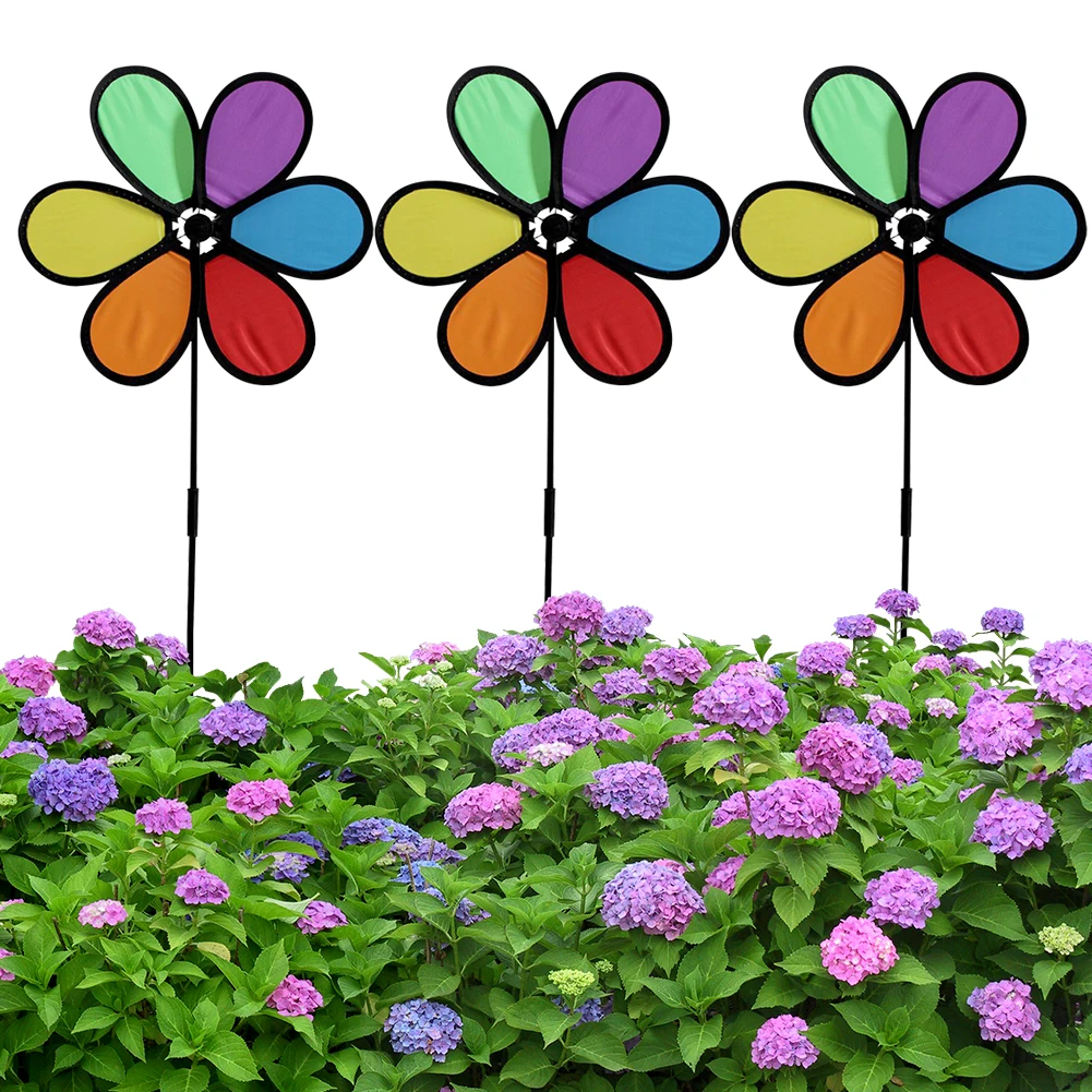 1-5PCS Windmühle Wind Spinner Windmühle Neue Bunte Regenbogen Dazy Blume Spinner Bunte Nette Geschenke Garten Hof Im Freien decor