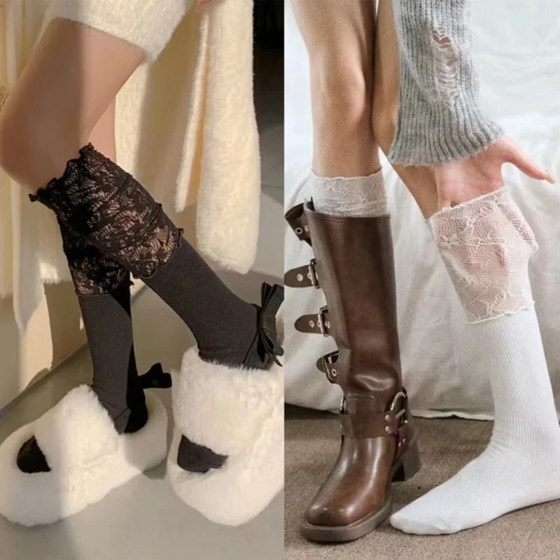 

Ladies' Stocks Korean Lace Ballet Style Rolled-up Sweet Versatile Calf Socks High-quality Comfortable Piled Socks For Girl
