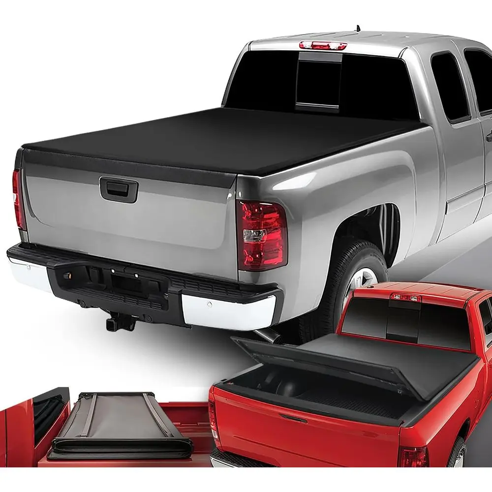 

Кровать для грузовика, мягкий тройной регулируемый чехол Tonneau, совместимый с кроватью Silverado Sierra 1500 5,75 футов Fleetside/Styleside 07–18 годов, TTC