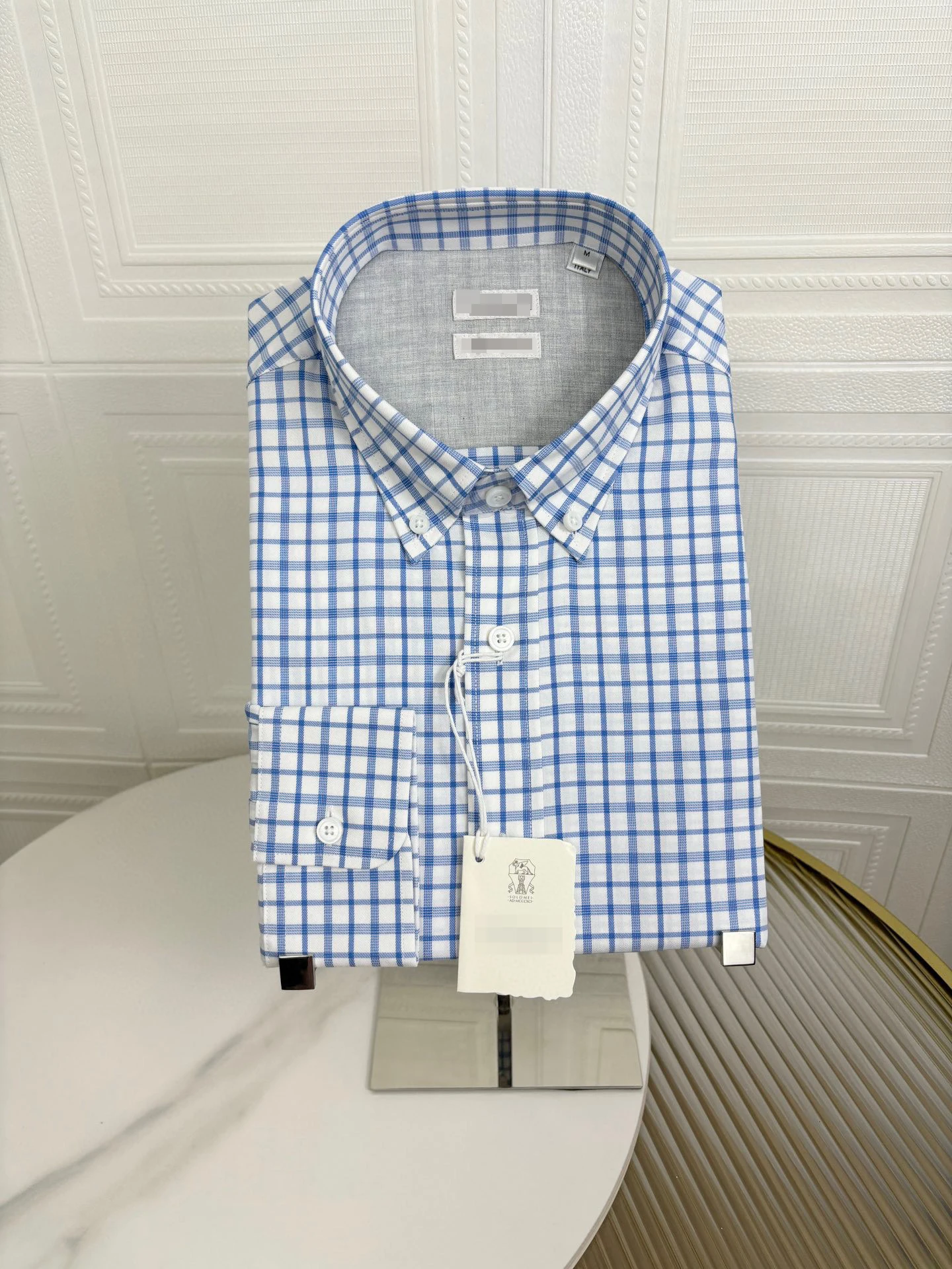 2025 DIKU JING Men's new color woven plaid collar with pointed buckle, new shirt, high-quality fabric!!! SMLXLXXL