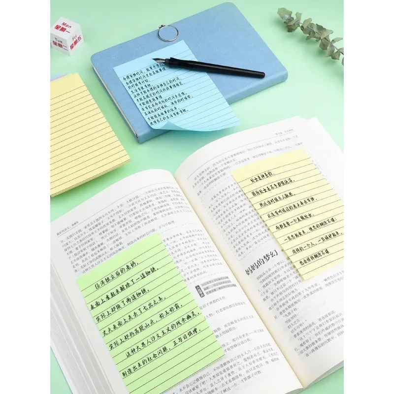 100/200 páginas de línea Horizontal notas adhesivas de tamaño Extra grande cuadernos de papel notas adhesivas de oficina para estudiantes grandes notas adhesivas