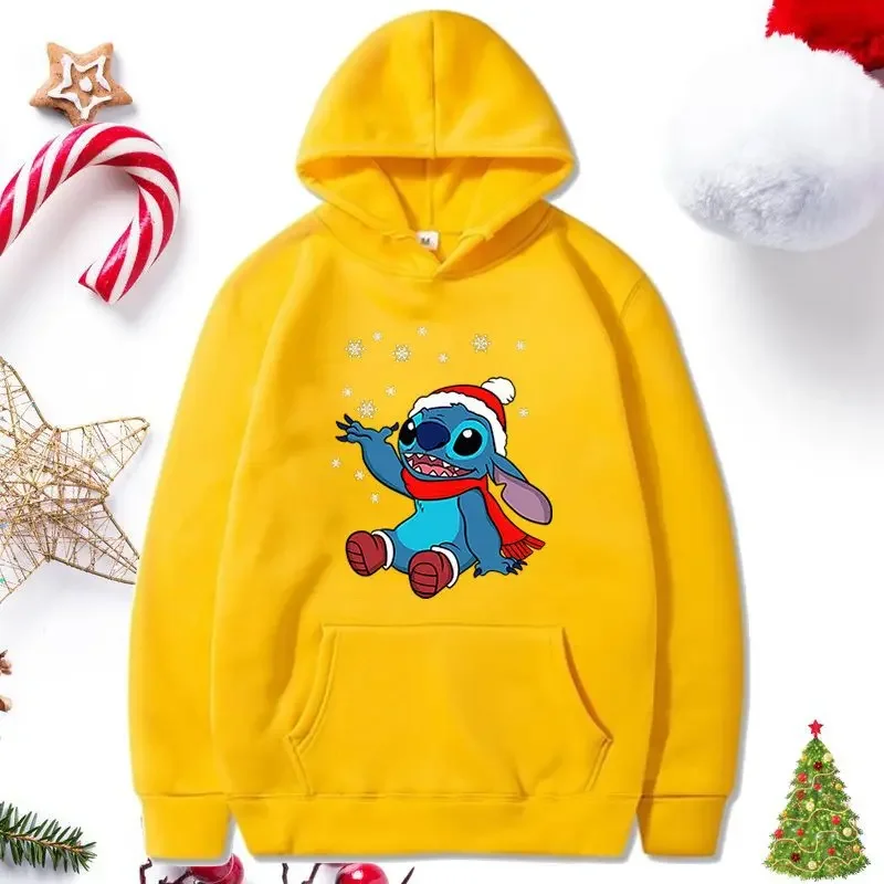 Suéter con estampado de Stitch de Disney para mujer, suéter con capucha Kawaii, ropa de calle, otoño e invierno, navidad