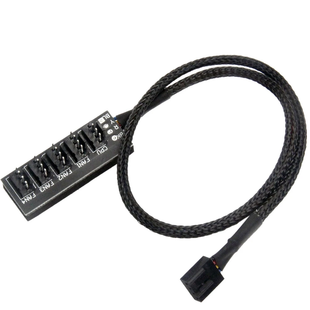 

1 To 5 4-Pin PWM Hub CPU Cooling Fan/Case Splitter Adapter Braided Power Cable Hub Splitter Adapter
