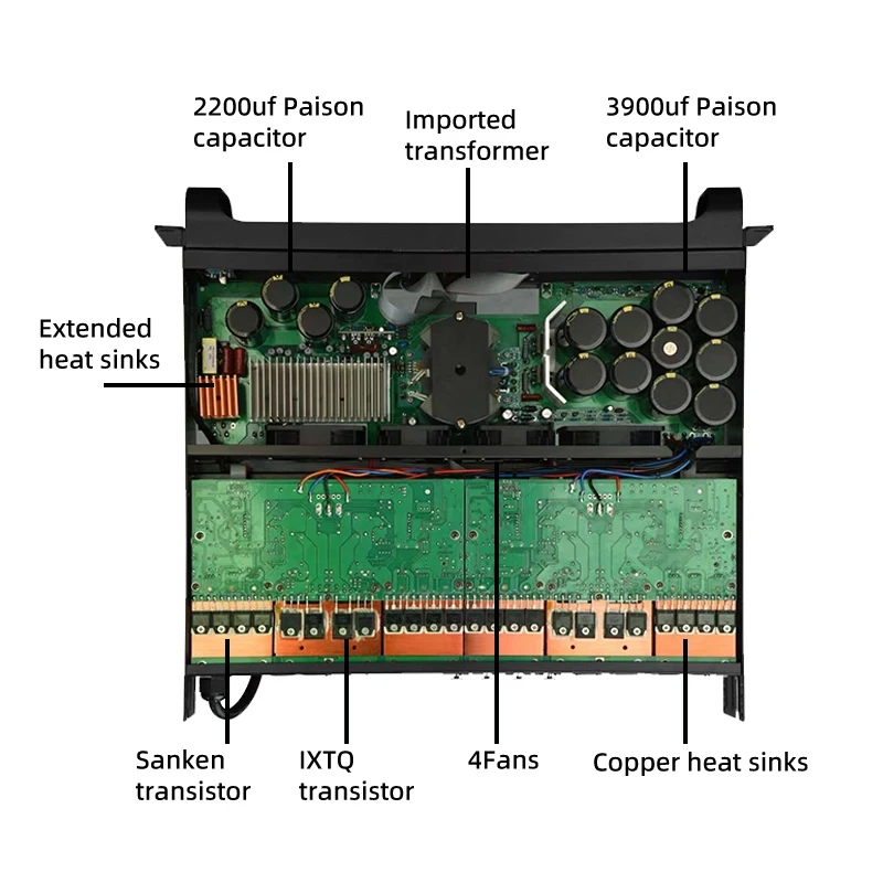 YAZOO  FP10000Q 4X1350W 4-Channel Professional Power Amplifier Class TD Technology Metal Shell XLR Connectivity for Surround