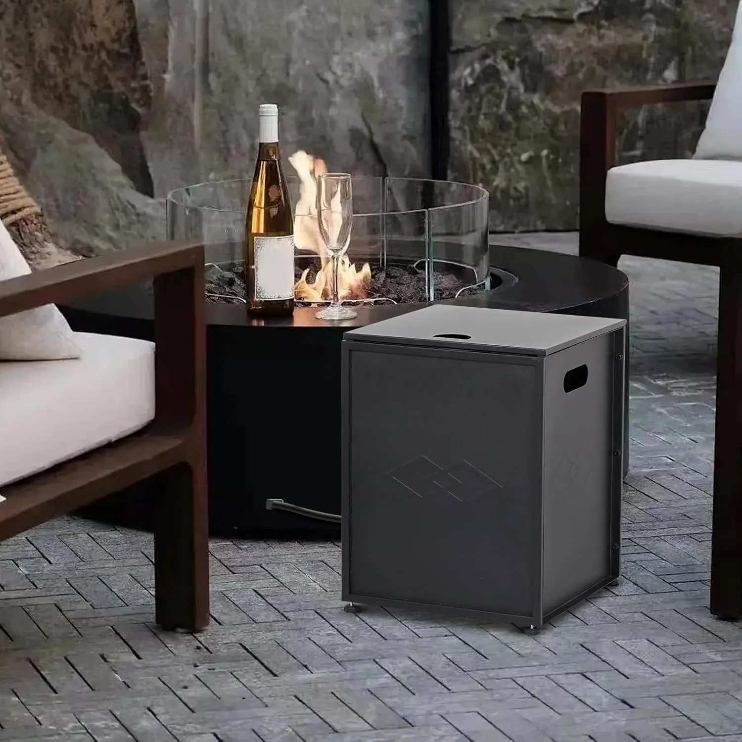 

Коробка для хранения пропановых баллонов и приставной столик – металлический складной держатель на 20 фунтов с ручками для очага и гриля, черный