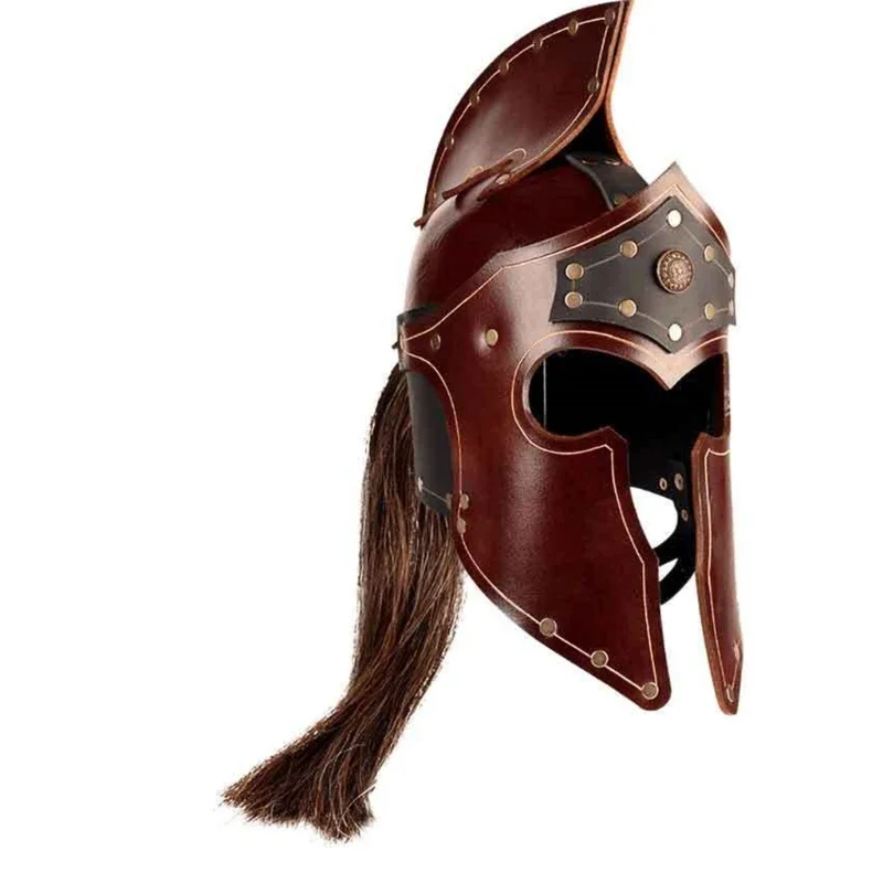 Accesorios medievales de Halloween para Cosplay, caballero, guerrero, gladiador, disfraz griego romano espartano, casco de personaje de película para adulto