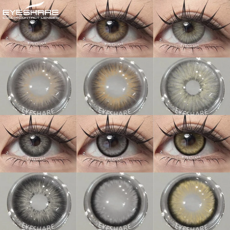 EYESHARE 1 Paar farbige Kontaktlinsen für Augen, farbige Schüler, natürliche braune Linsen, schöne schüler, kosmetische graue Augenlinsen, jährlich