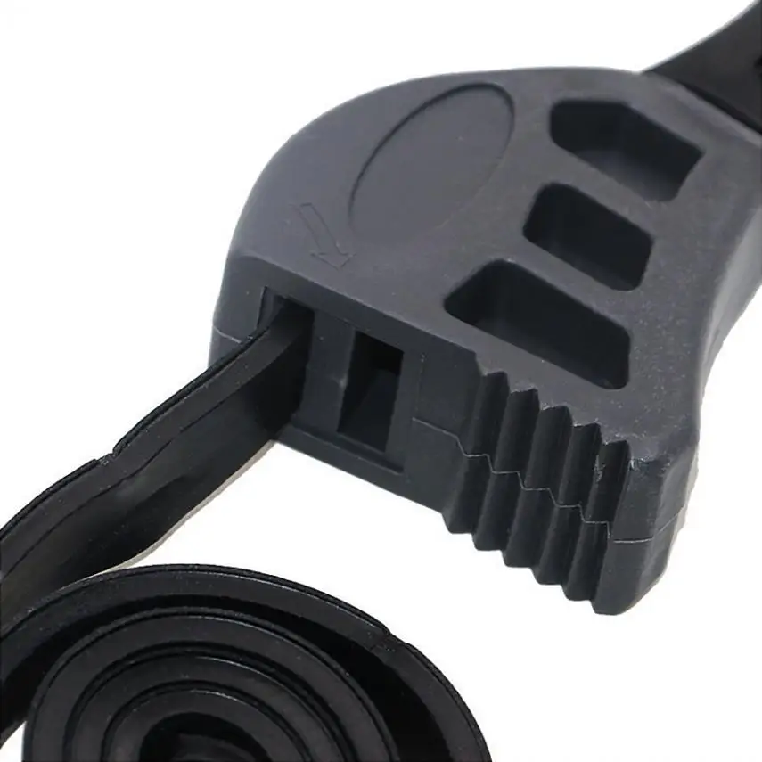 6inch Multifunctional Belt Wrench Filter Spanner Bottle Opener Hand Tool with Adjustable Rubber Strap for Auto Repair