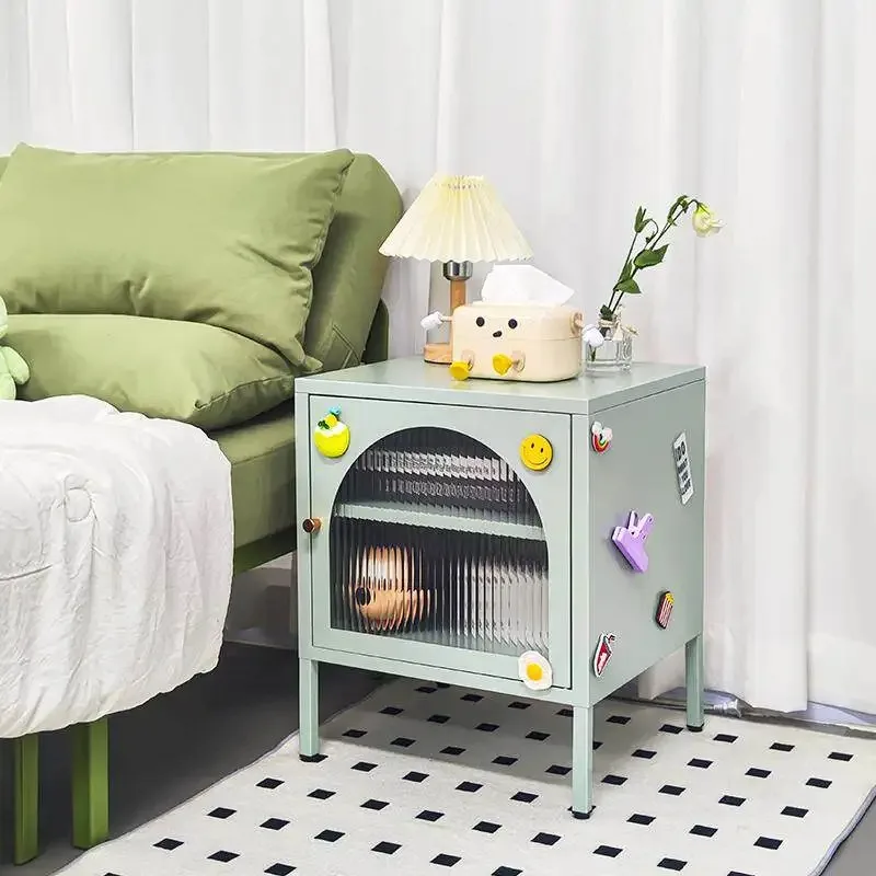 

Nordic Iron Nightstand Modern Simple Living Room Side Table Small Storage Cabinet for Bedroom Sofa Corner Accent Furniture