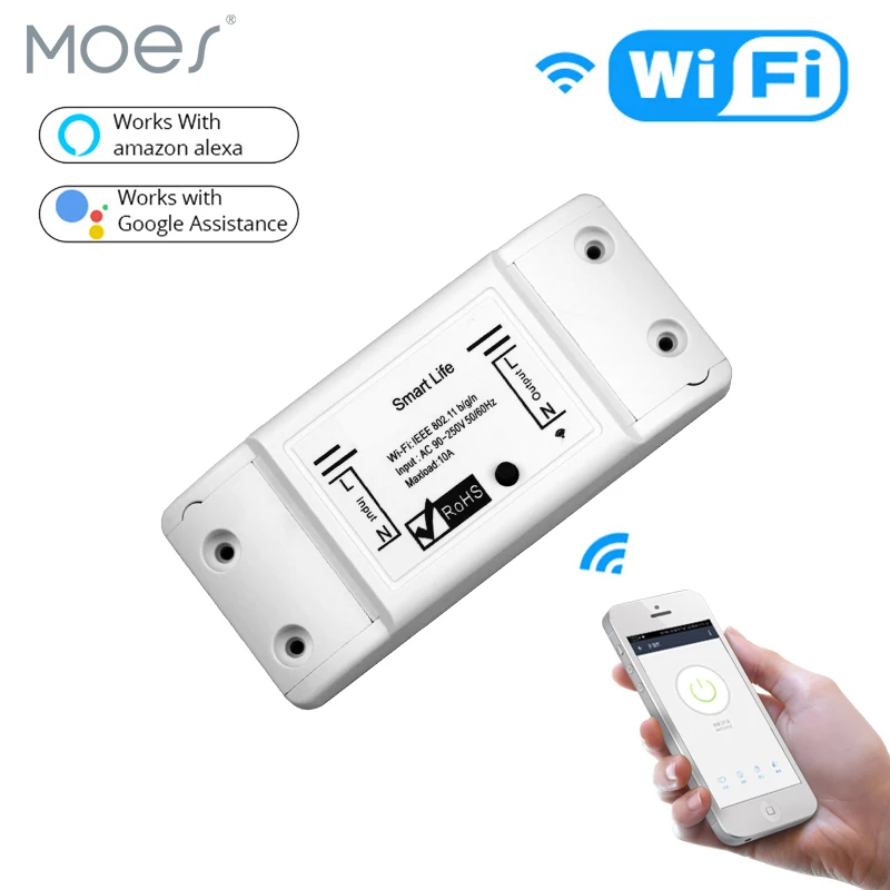 DIY WiFi Smart Light Switch Universal Breaker Timer Smart Life APP Wireless Remote Control Works with Alexa Google Home
