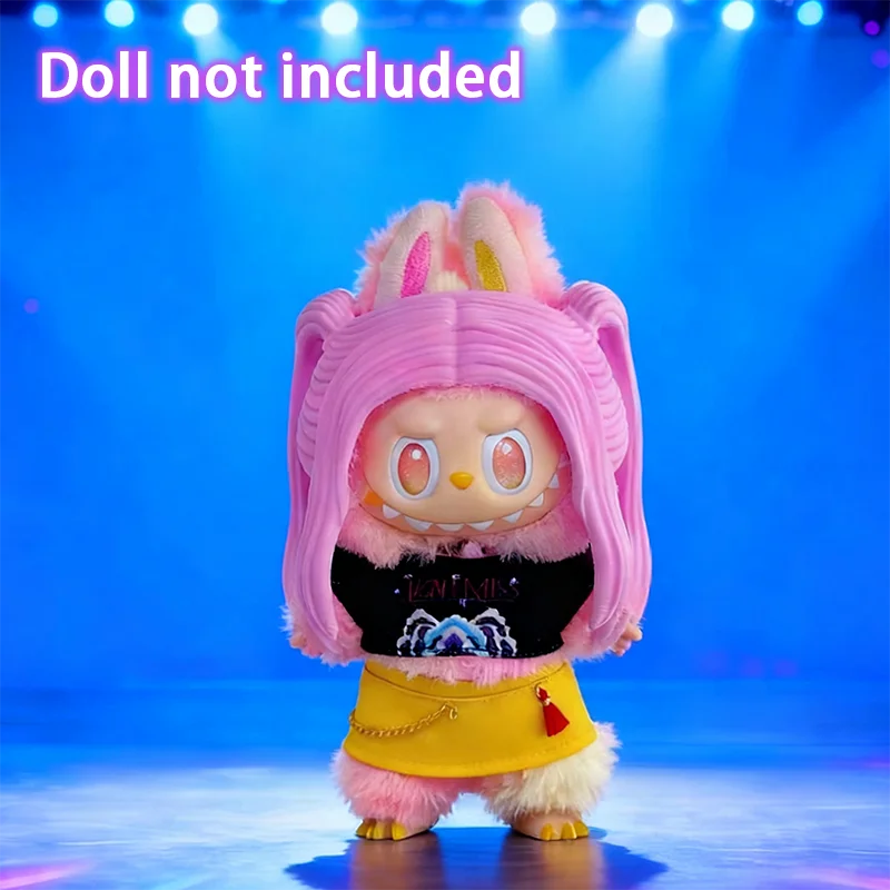 Für 17 cm Labubu Puppe Kleidung Cartoon Rumi Zoey Mira Kostüm Zubehör Perücke Haar Set Puppe Kleidung Zubehör Geschenk