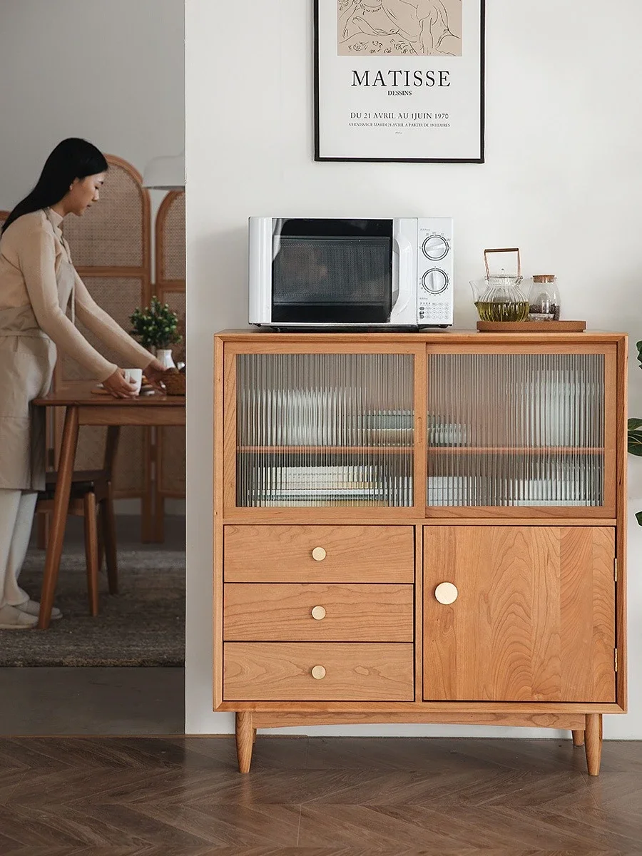 Solid wood dining side cabinet, chest of drawers, cherry wood dining room furniture cupboard