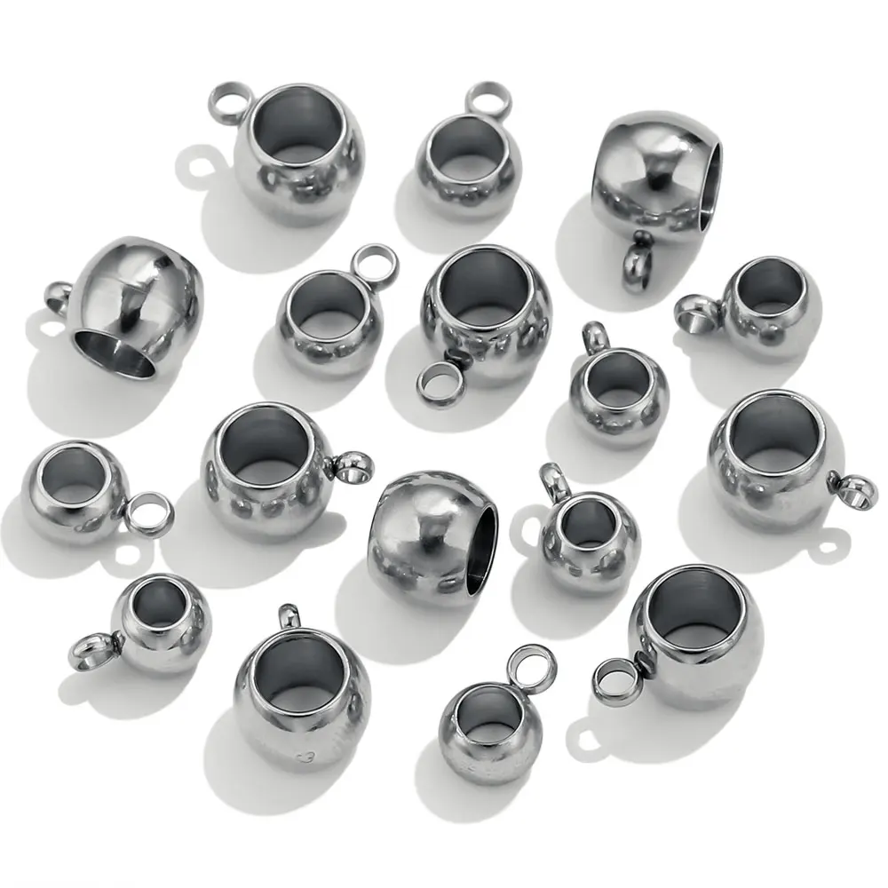 20 sztuk/partia ze stali nierdzewnej złoty kolor złącza kaucje koraliki Fit europejska bransoletka Charm wisiorki 8mm/6mm komponenty do wyrobu biżuterii — zdjęcie 5