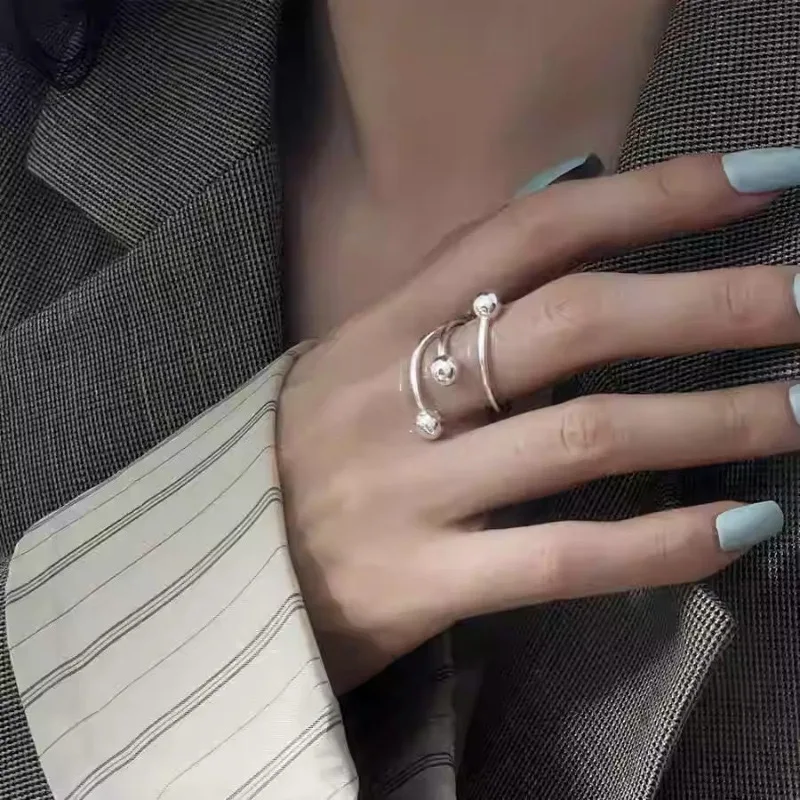 Women's 925 Sterling Silver Geometric Adjustable Ring