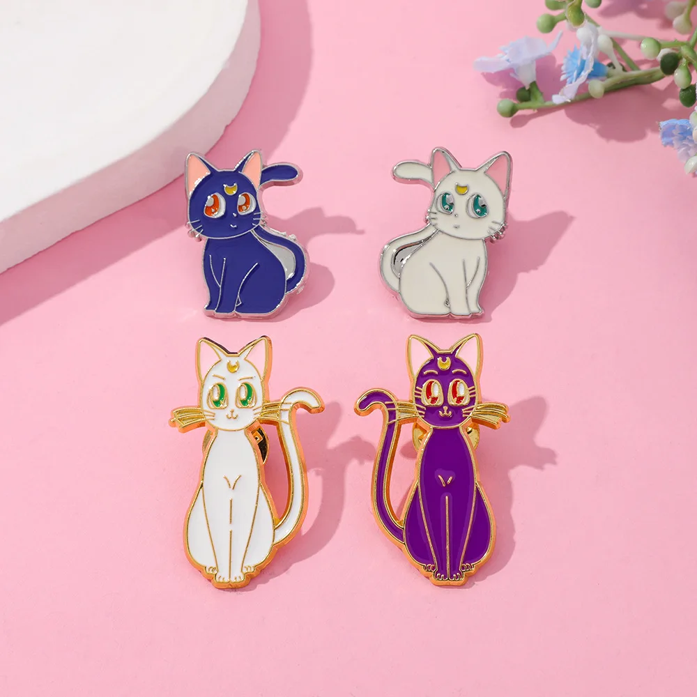 Kuschelige Tierbroschen: Niedliche Kätzchen-Metallabzeichen, kleine Geschenke, Großhandel, Anstecknadeln für Kleidung, Broschen, Rucksack-Pins, Taschen-Accessoires