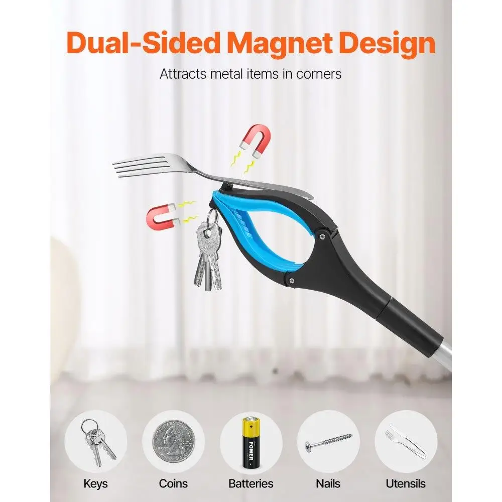 360 Rotating Jaw Grabber Reacher Tool 2-Pack Foldable with Magnets Heavy Duty