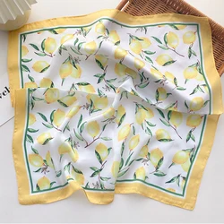 2024 Summer Bright Color Oil Painting Print 53CM Small Square Women Satin Silk Neck Tie Scarfs Soft Neat Ladies Neckerchiefs