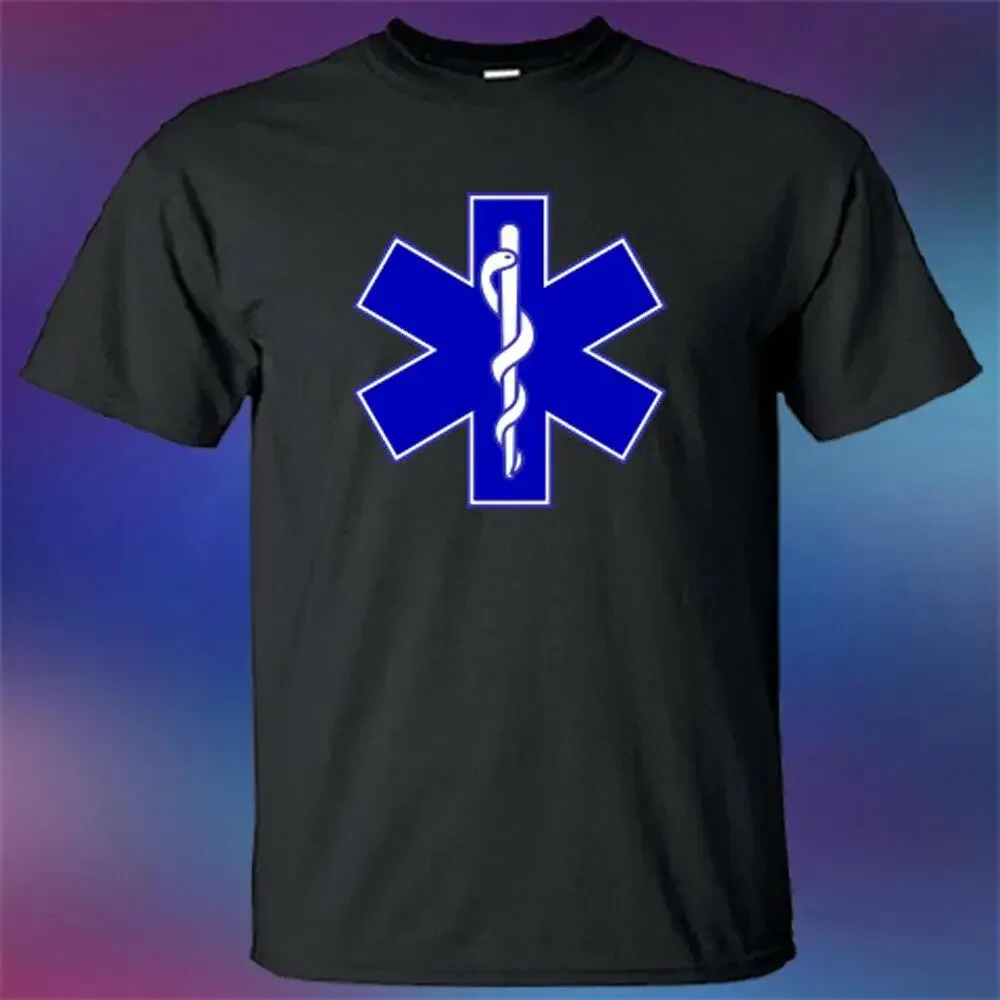 Star of Life Symbol Paramedic T-Shirt 100% Cotton O-Neck Summer Short Sleeve Casual Mens T-shirt Size S-3XL