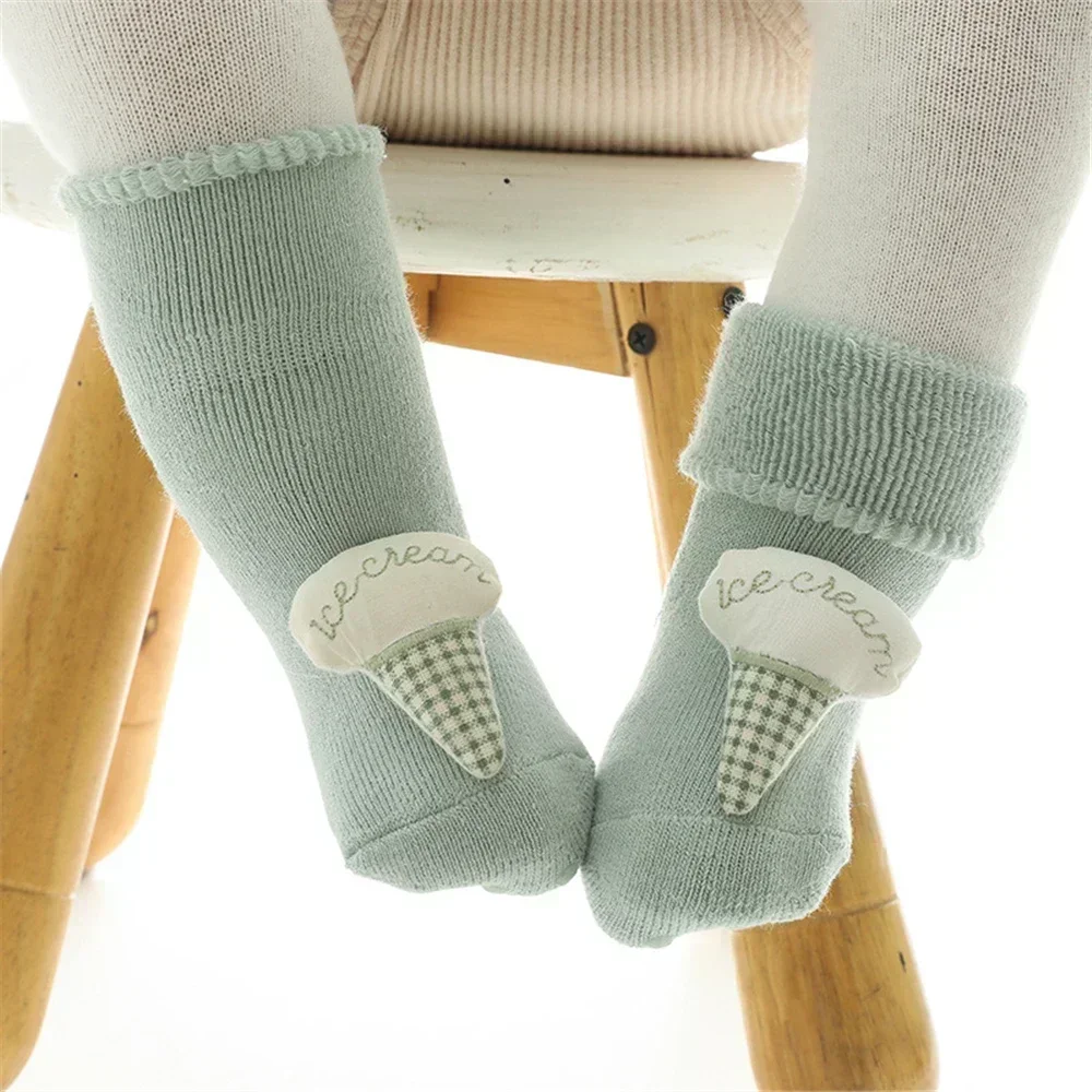 Winter Warm Baby Socks 0-12Months Cartoon Animal Newborn Infant Baby Boy Baby Girl Socks Anti Slip Floor Socks Leg Warmers