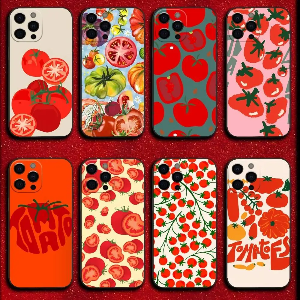 

Vegetables Fruits Tomatoes Phone Case For iPhone 17,16,15,14,13,12,11,Pro,Max,Plus,E,SE4,Air,Mini Black Cover