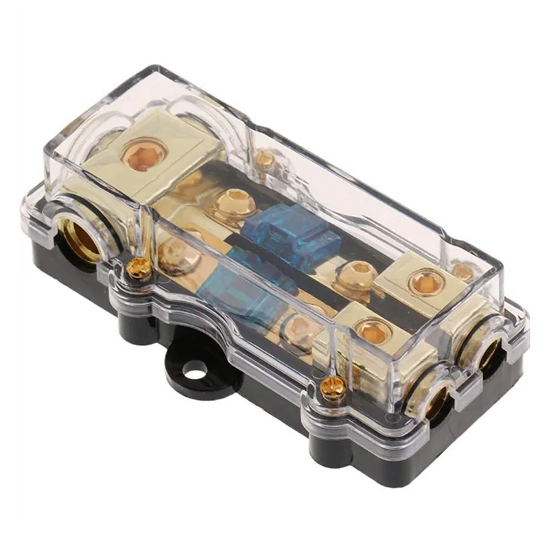 A48P-3X Power Distribution Block (2 Way) 4/8 AWG Gauge AGU Fuse Holder Distribution Block 4 Gauge In To (2) 8 Gauge Out view 2