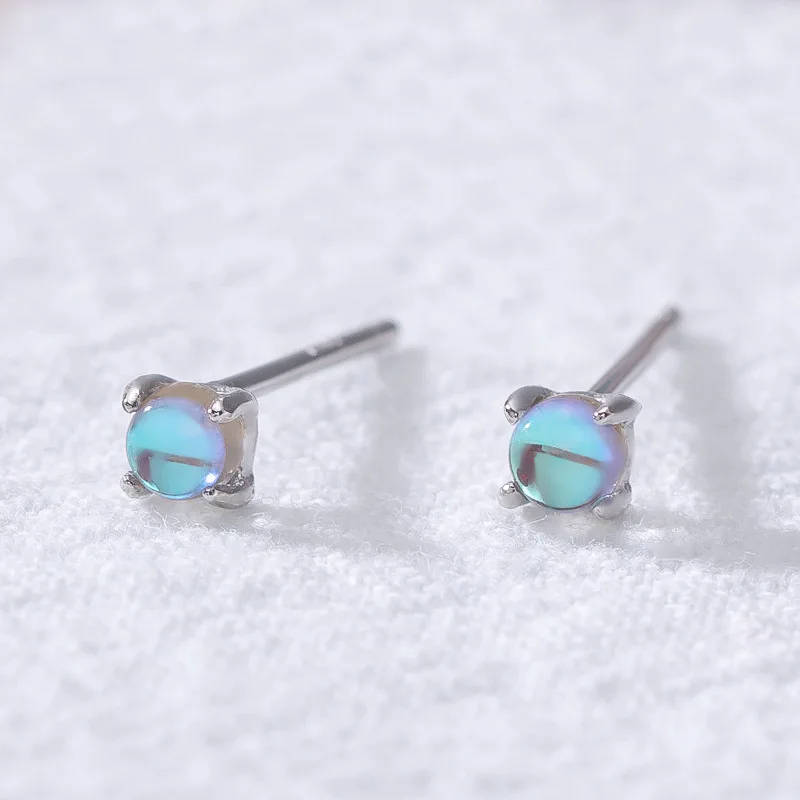 

La Monada Womens Earrings Silver 925 Ear Piercing Simple Cute Colorful Stone Silver Stud Earrings Girls Fashion Small