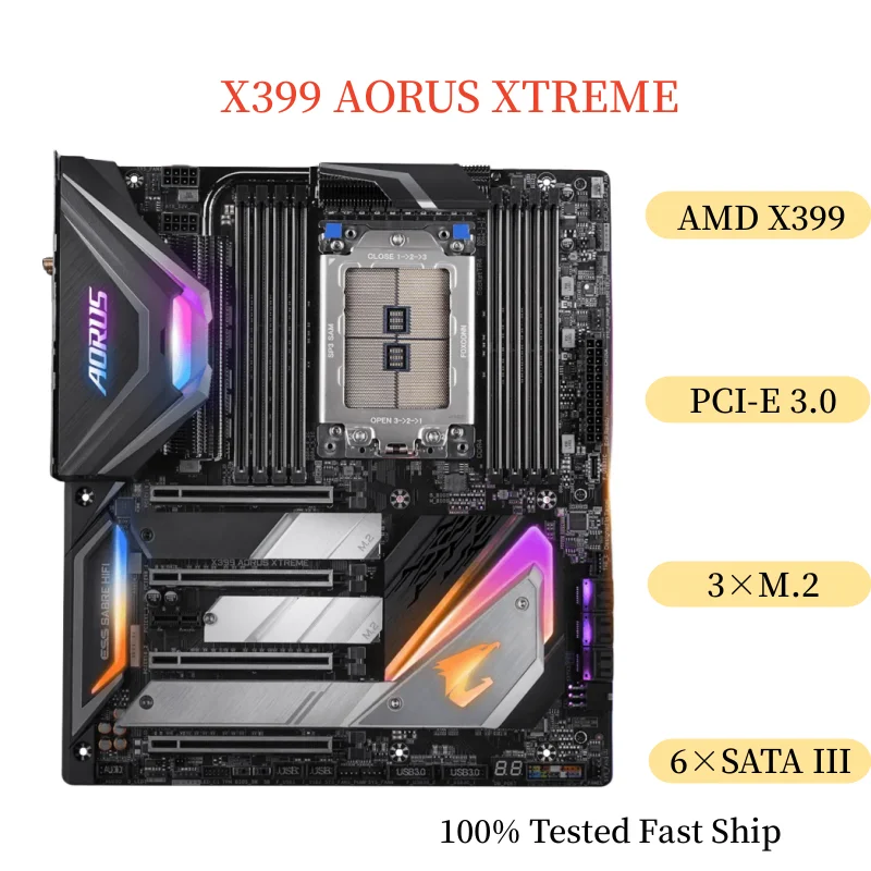 

Материнская плата для Gigabyte X399 AORUS XTREME 128 ГБ, разъем TR4 DDR4 E-ATX, системная плата 100% протестирована, быстрая доставка