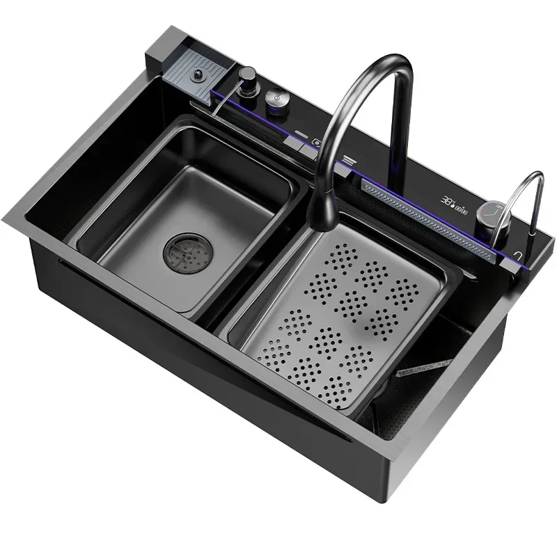 

Kitchen Sink 1006 Vegetable Basin Feiyu Waterfall Faucet Large Single Sink Household Stainless Steel Dishwashing Sink