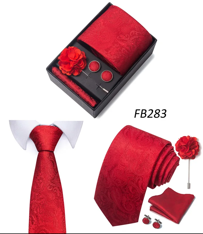 Neue Designer Blau Rot Grün Paisley Krawatten Für Männer Hochzeit Party Krawatte Luxus Krawatte Einstecktuch Cufllink Brosche Set – Detail 24