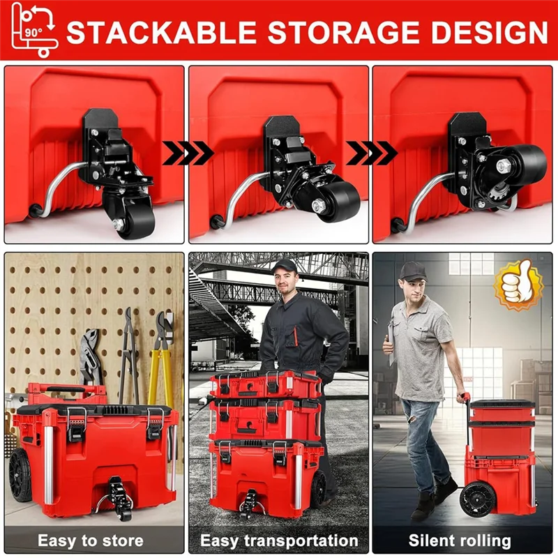 PORK-Ruedas dianteiras para caixa de ferramentas de rolamento-Kit de roda giratória dobrável em construção de aço espessada