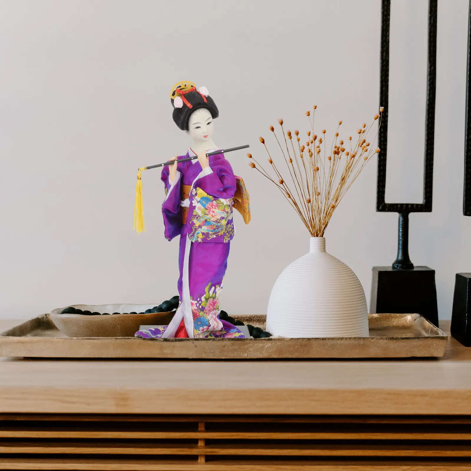 

Japanese Style Geisha Kimono Decorative Ornament Desktop Home Office Traditional Japanese Kabuki Tabletop Adornment for Room