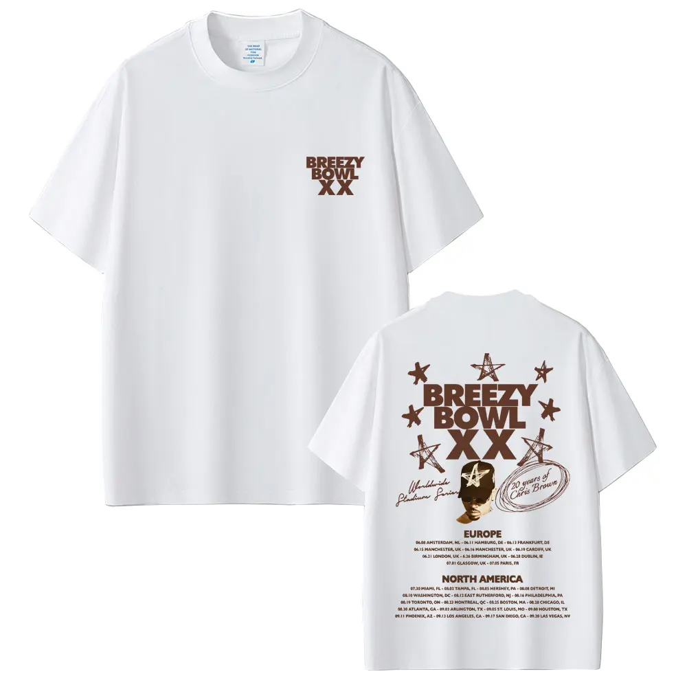 Rapper Chris Brown Breezy Bowl XX Tour 2025 Graphic T-shirt Men Women Hip Hop Pop Music T Shirts Summer Fashion Vintage T-shirts image 2