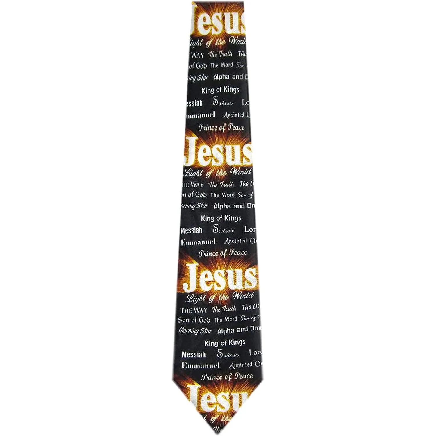 Jesus Names Necktie Christian Religious Tie King of Kings Prince of Peace Light of The World Print Neck Tie