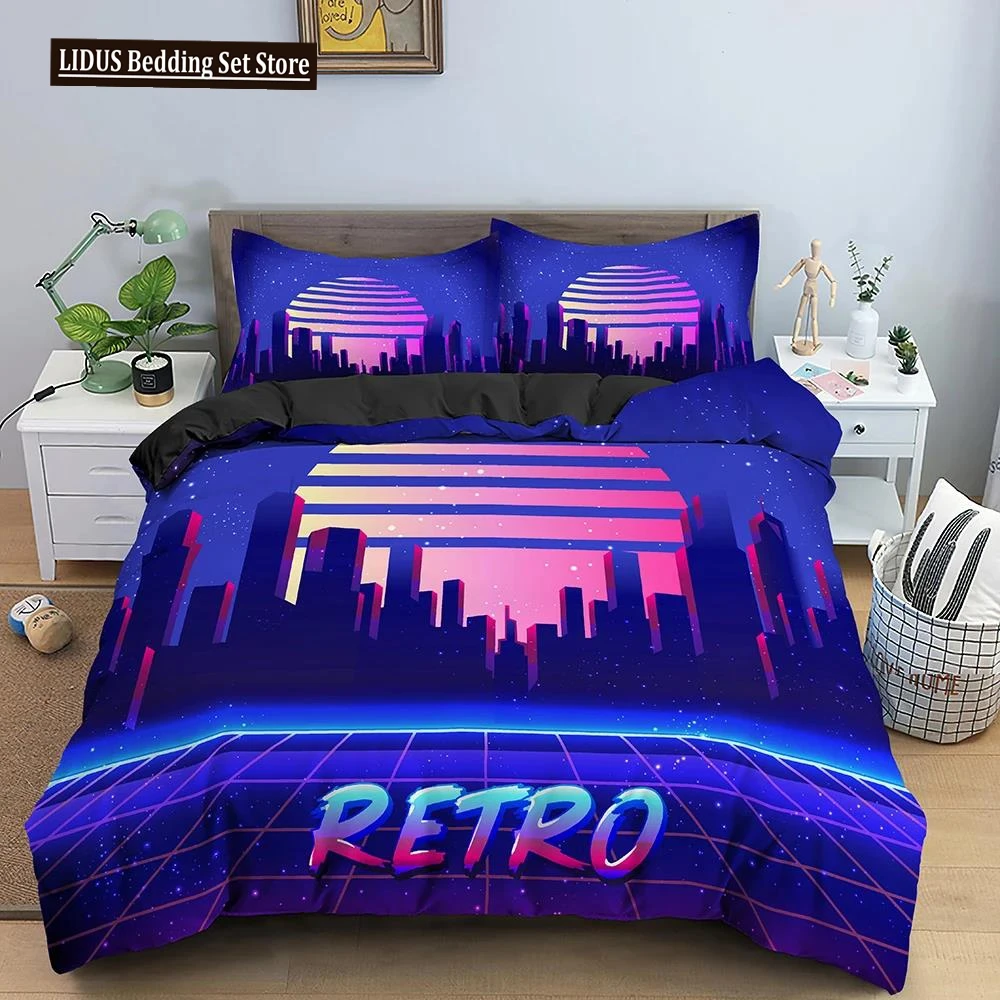 

Game Scene King Queen Duvet Cover 3D Neon Bedding Set Youth Hippie Hip Hop Quilt Cover Modern Rock Polyester Comforter Cover