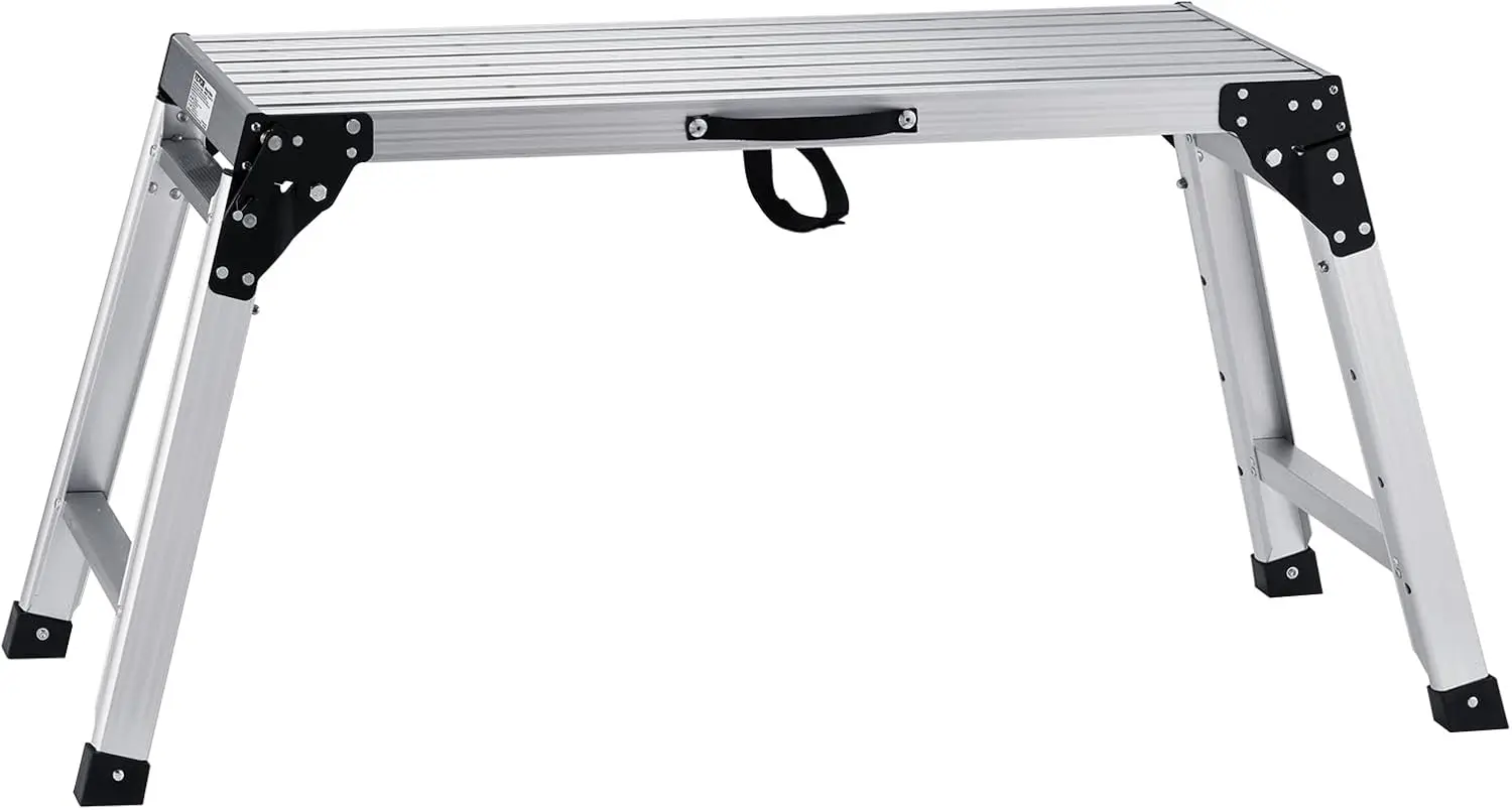 Piattaforma da lavoro pieghevole regolabile in altezza, scala per sgabelli per cartongesso in alluminio 40x12x(23-35) pollici, carico di 330 libbre, ben da lavoro antiscivolo