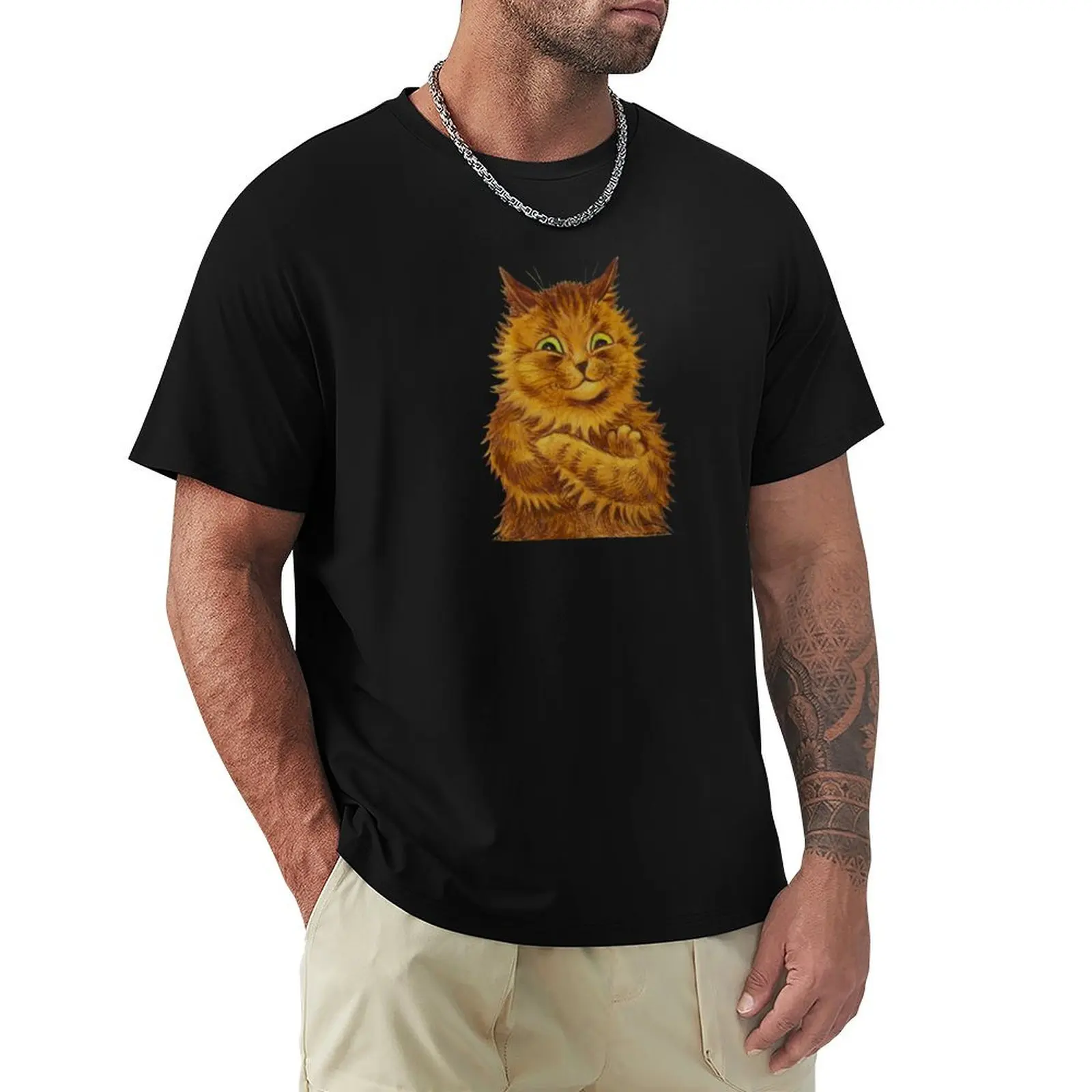 

SLIGHTLY MAD ORANGE KITTY CAT T-Shirt Short sleeve tee vintage t shirts cotton graphic tees street wear plain black t shirts men