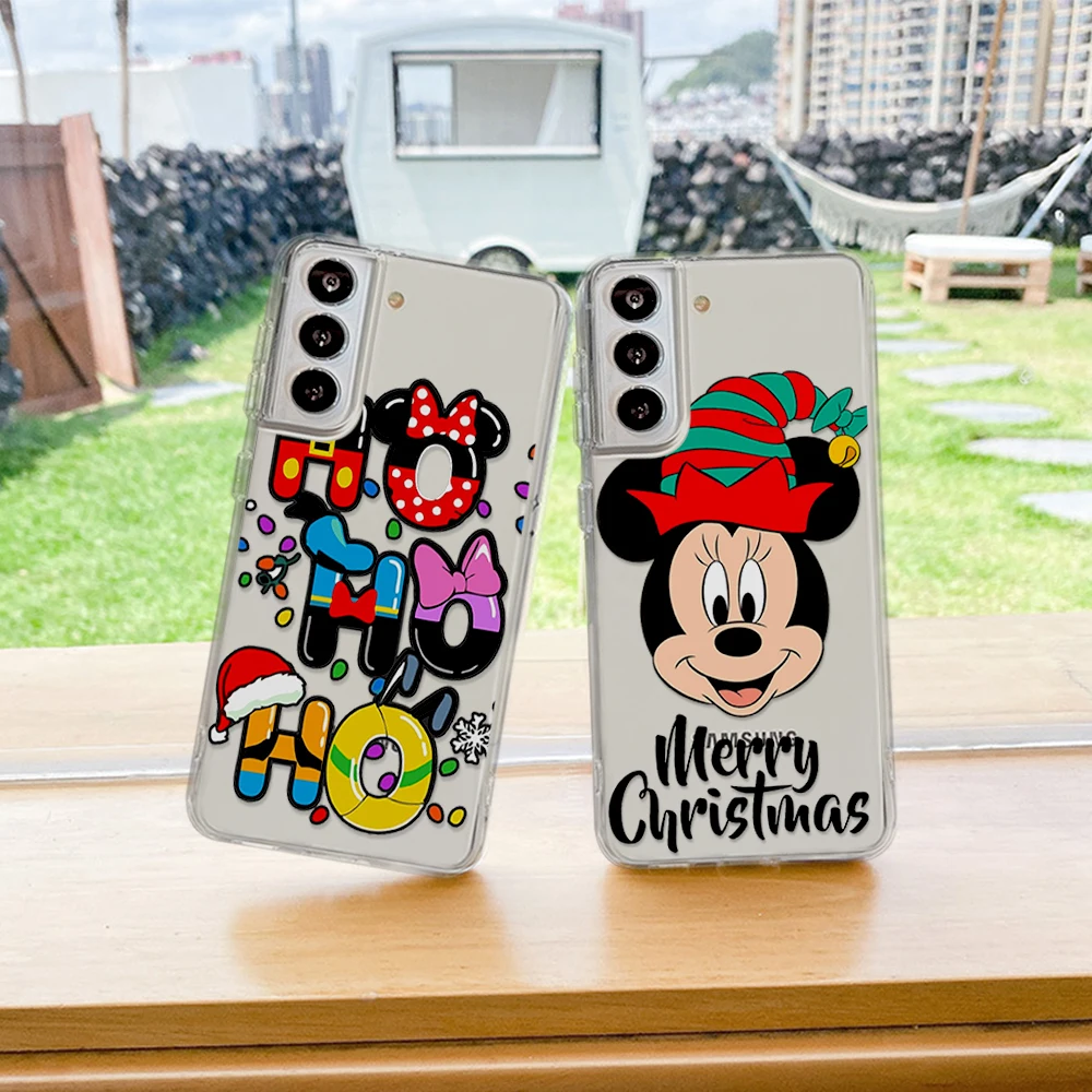 Funda de Disney Merry Chrismas Transparent phone case For Samsung Galaxy S 23 22 PLUS ULTRA silicone soft shockproof covers