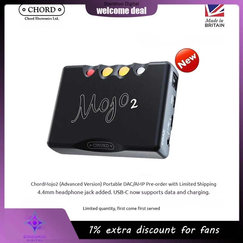 إصدار محسن من Chord Mojo2 سماعة رأس محمولة أمبير DSD وحدة فك ترميز صوت الموسيقى تدعم نقل البيانات والشحن المحدث بالكامل