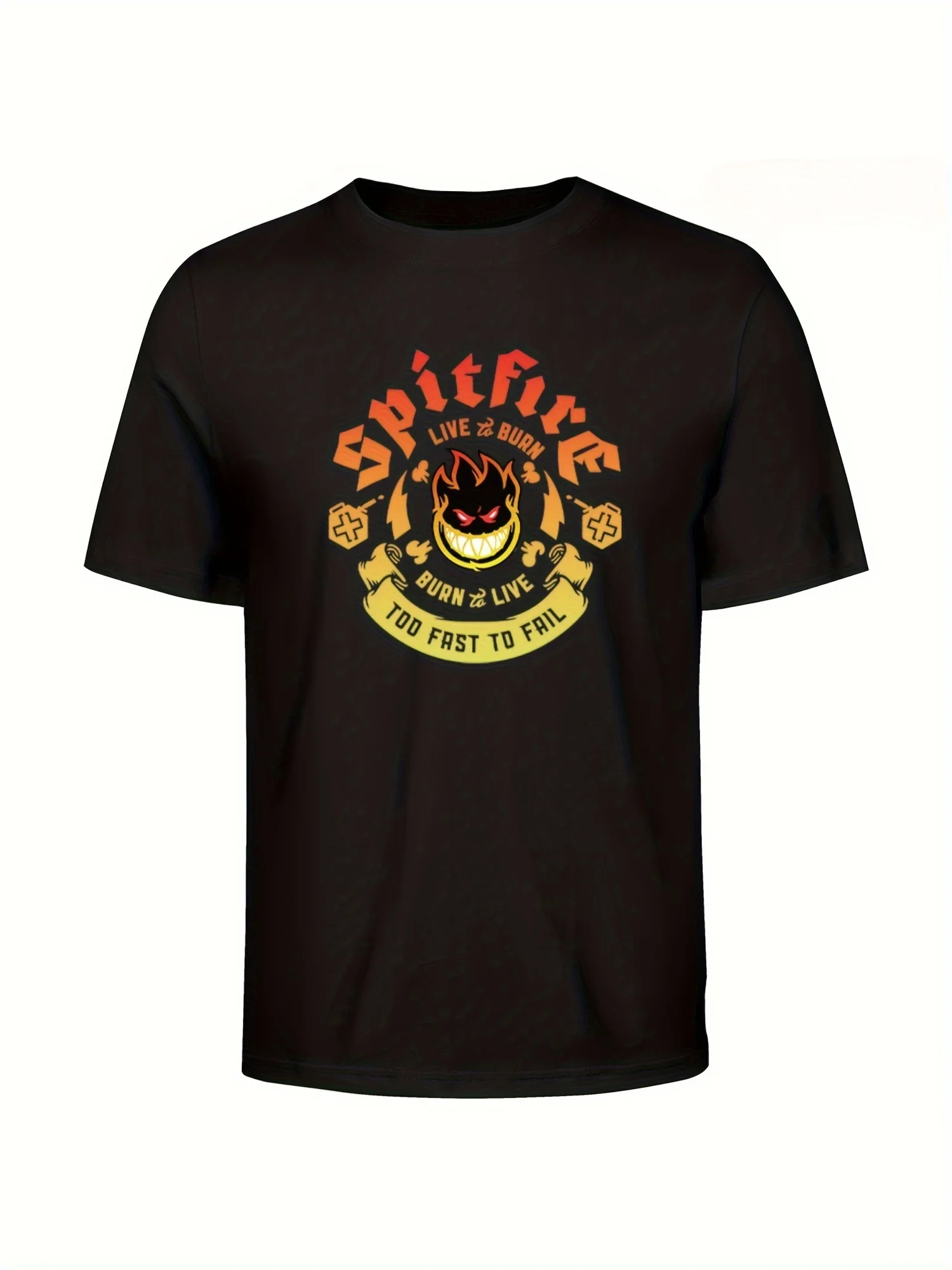 

Spitfire Skateboard T-Shirt Too Fast To Fail Tee For Skaters Unisex Fit Black