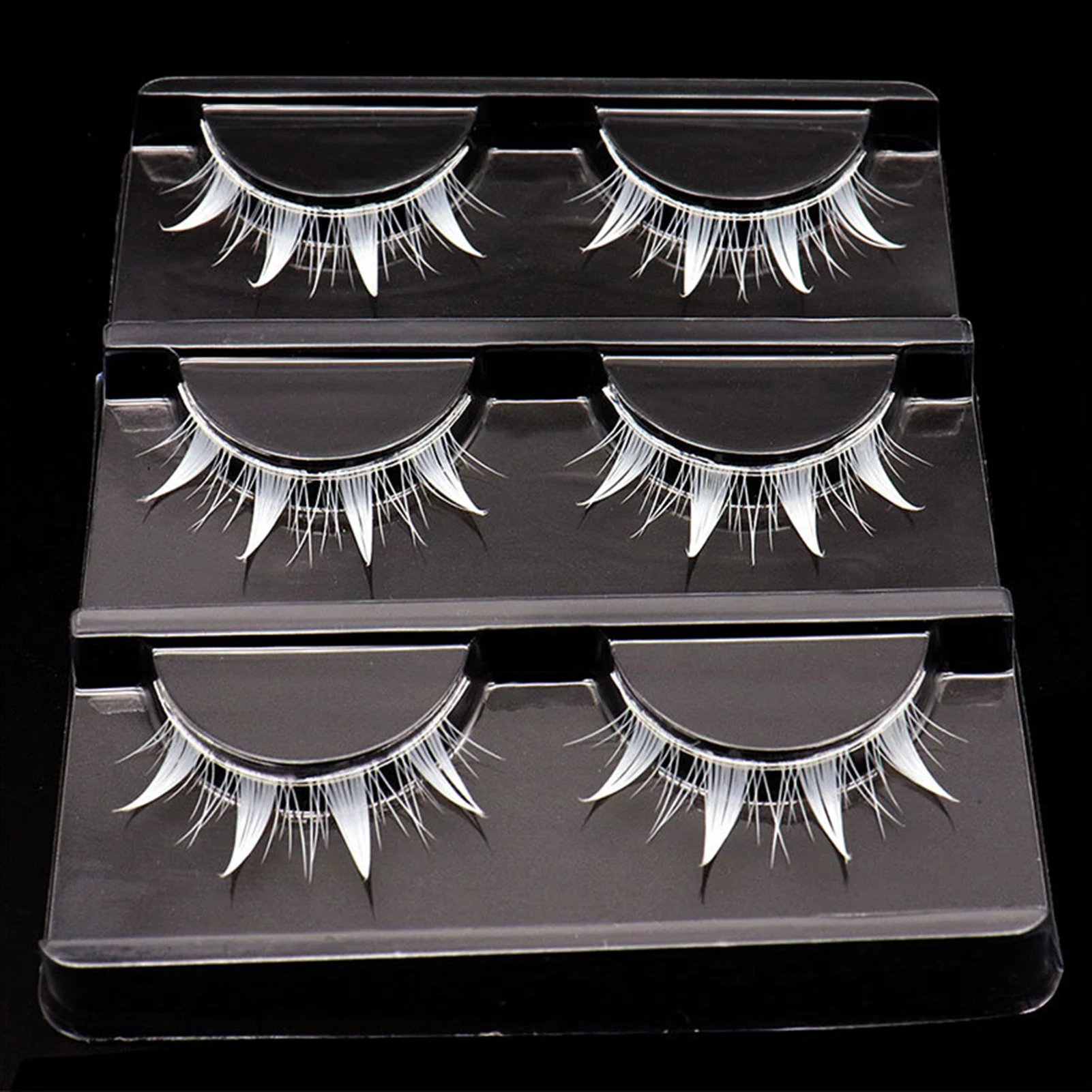 Weiße Feder-Wimpernstreifen Manga Cosplay Falsche Wimpern Vollstreifen Cluster-Wimpernverlängerungen Halloween Weihnachtsfeier Make-up
