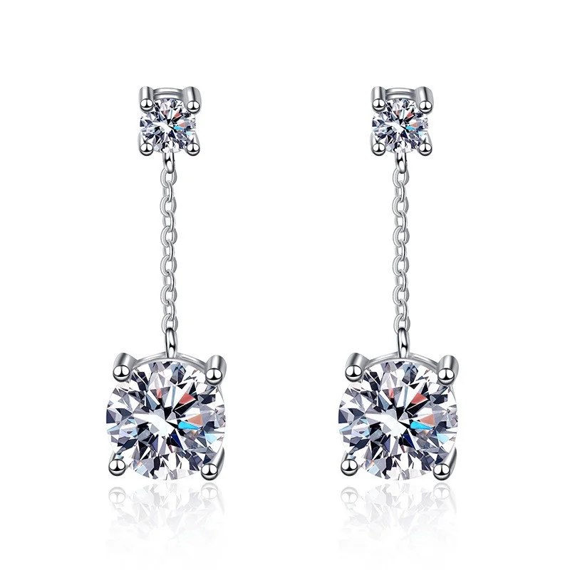 E103 Lefei Fashion Color D Diamondset Classic Moissanite Round Dangle Earring Charm Women 925 Sterling Silver Party Jewelry Gift