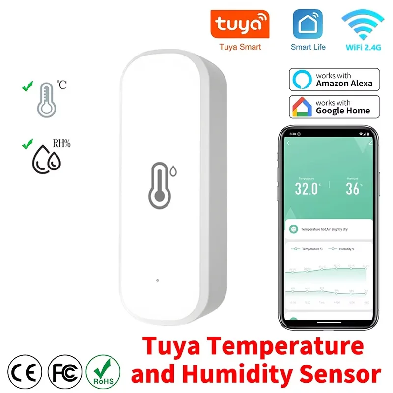 

Wifi Tuya Smart Temperature Humidity Sensor Smart Home Thermometer Hygrometer For Indoor Room Weather Station With Google