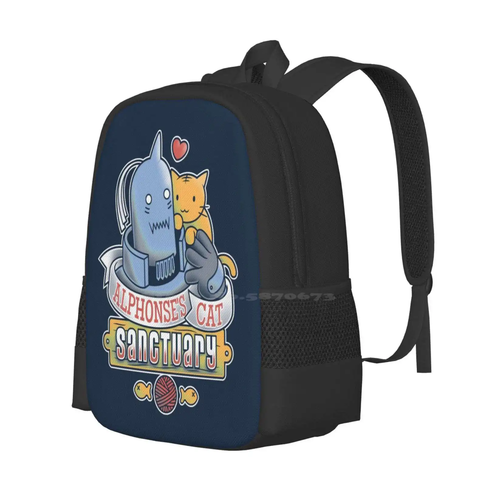 Alphonse's Cat Sanctuary 3d Print Design Backpack Student Bag Alphonse Edward Elric Roy Major Armstrong State Alchemist