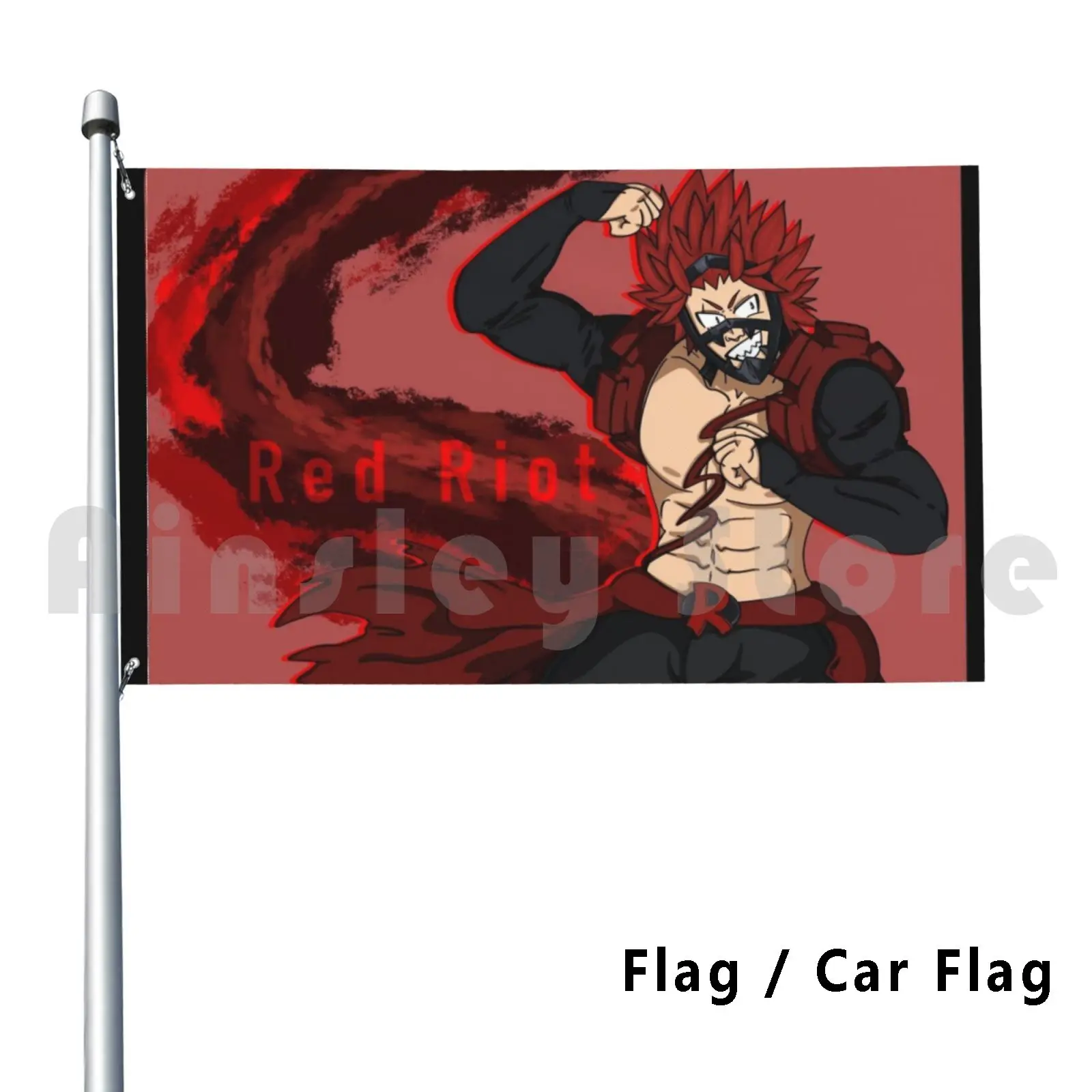 Red Riot Flag Car Flag Funny Red Riot Kirishima Kirishima Eijirou Bnha Mha Boku No Hero Academia Hero